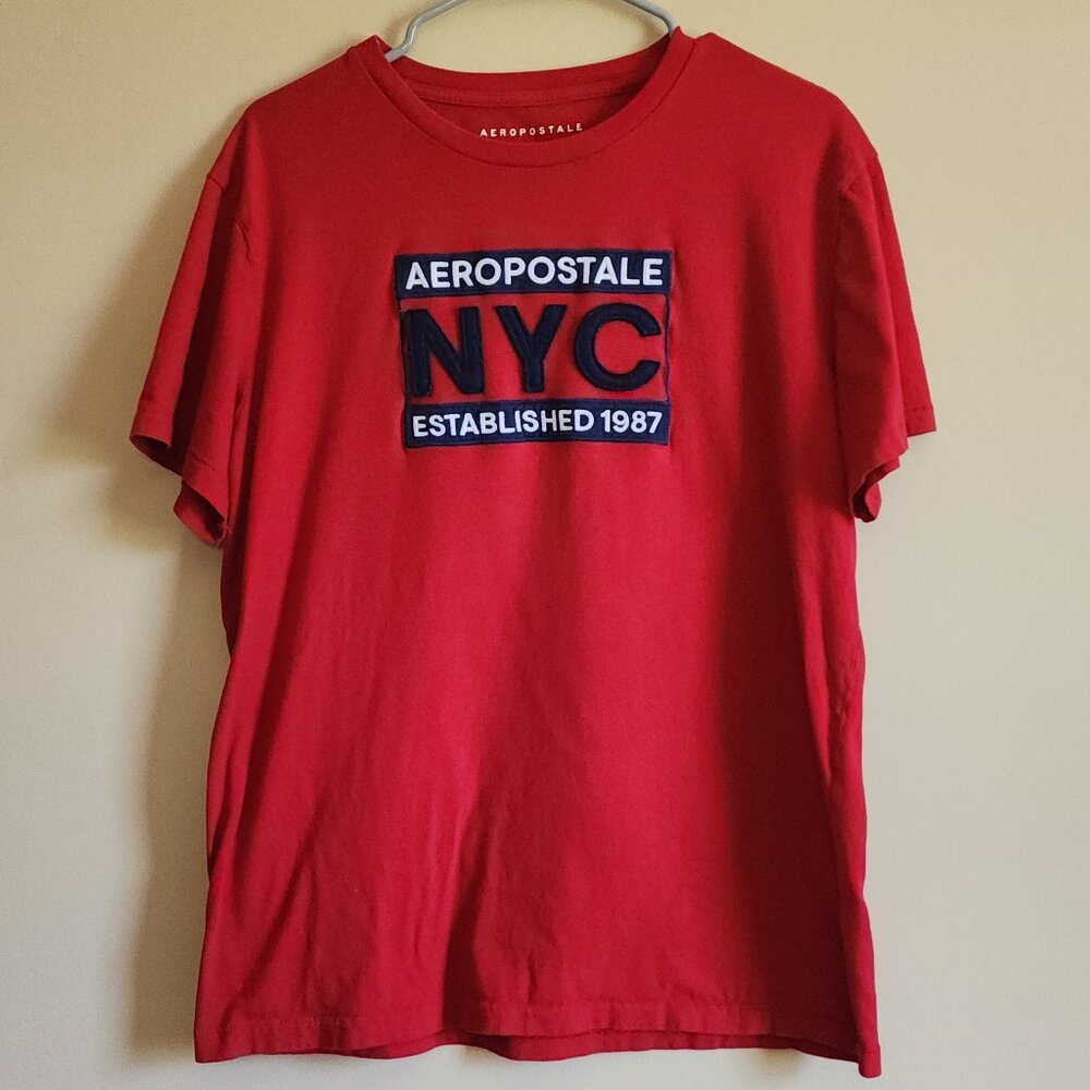 Aeropostale Red Men's Script New York Graphic T-Shirt Size Large